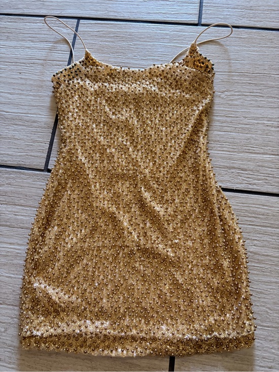 Oh Polly Dresses & Skirts - Oh Polly Gold Beaded Mini Dress